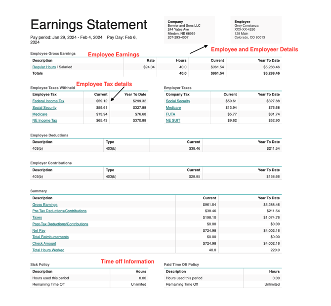Gusto Payroll Paystub for [Employee] How do I read my paystub_