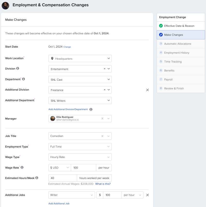How do I Update Employment Information for an Employee?