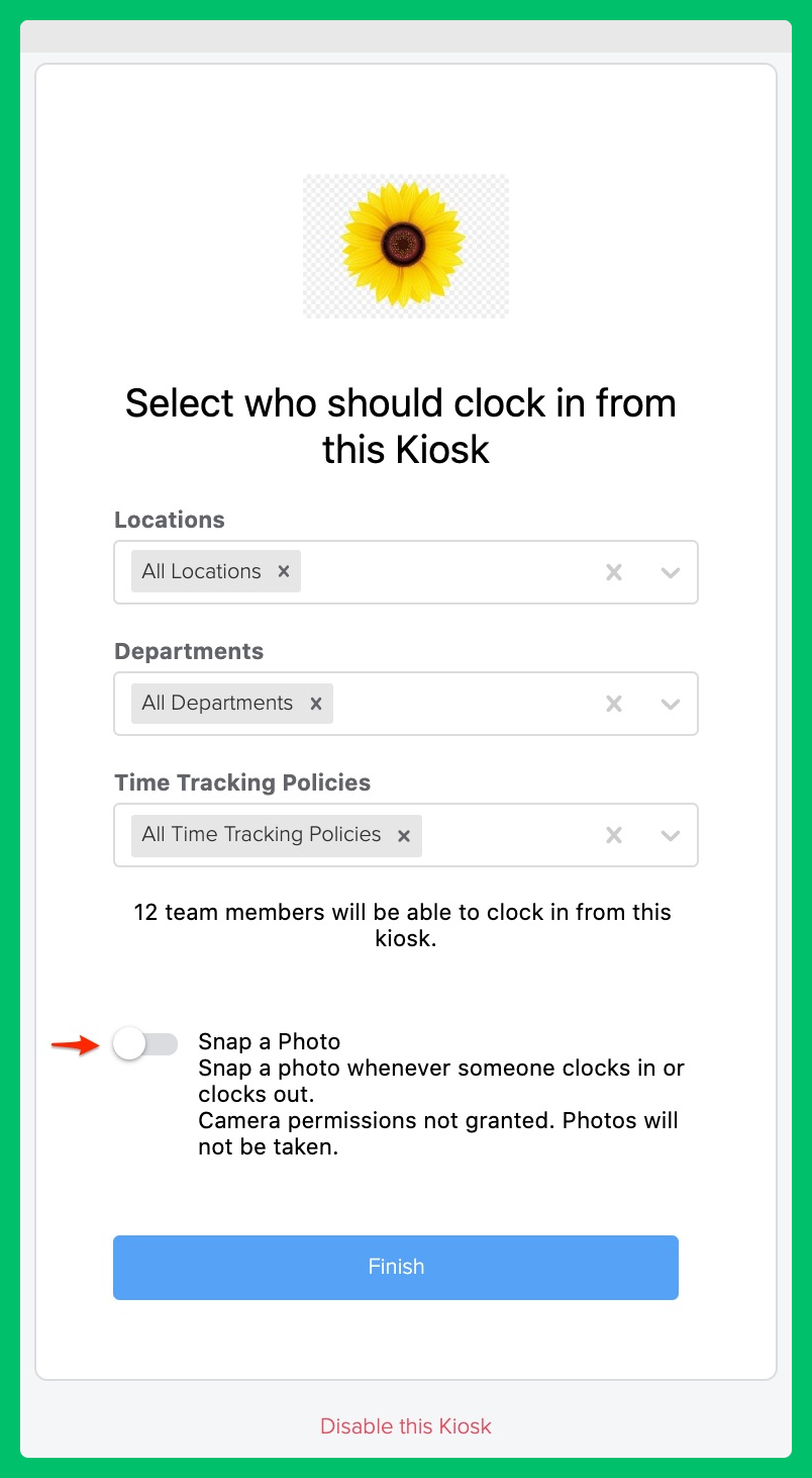 Setting up the Time Tracking Kiosk